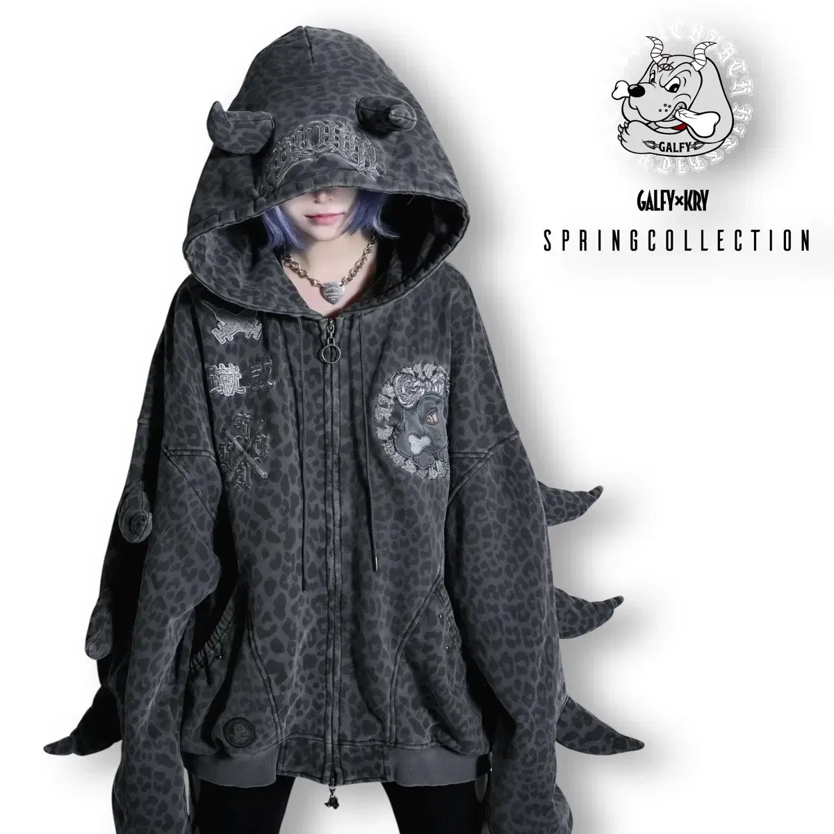 Dimmoire Evil Cat Hooded Zip-up Black | Bunjang Global