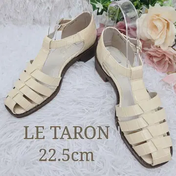 컨디션 최상 LE TARON 루타론 악어 엠보싱 T자 스트랩 구르카 샌들