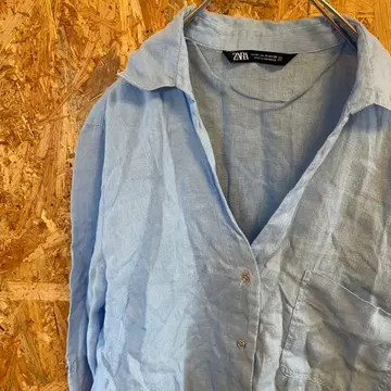 AE10317 ZARA 긴팔 셔츠 라이트 블루 여성용 28 포스