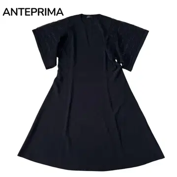 새상품급 ANTEPRIMA 롱 원피스 니트 메쉬 절개 블랙 40