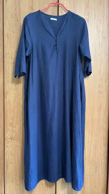 fog linen work 7부 소매 원피스