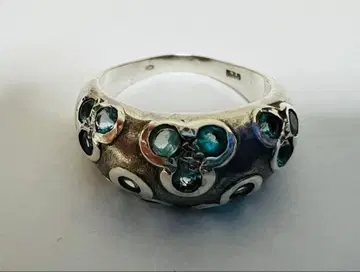 실버 반지 925 아쿠아 마린 장식 2.5mm x 15석 16호