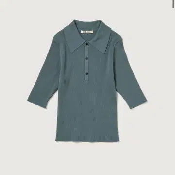 AURALEE COTTON HIGH GAUGE RIB KNIT POLO