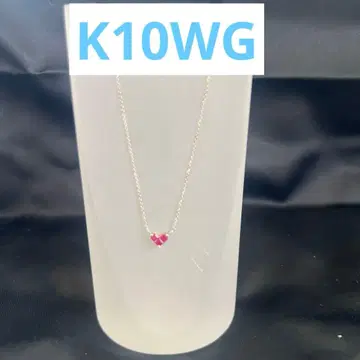 k10WG 하트 모티브 루비 목걸이 실버 컬러