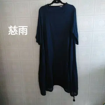 센소유니코 자우 면린넨 샴브레이 롱 원피스