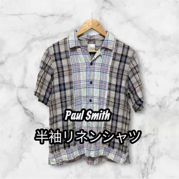 Paul Smith 폴스미스 린넨 체크 반팔 셔츠 S