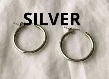빈티지 실버 후프 귀걸이 SILVER 심플 G형