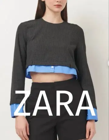 ZARA 상의 M 자라 긴팔 상의 숏 기장