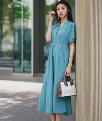 natural beauty basic 린넨 라이크 벨티드 원피스