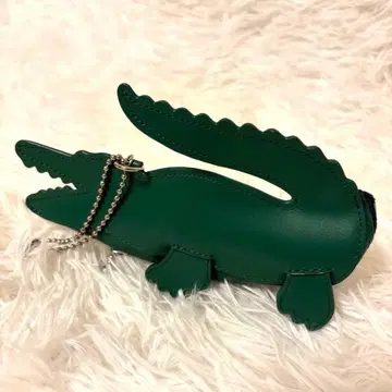 [초레어!!] LACOSTE 악어 모양 키링 그린 가죽