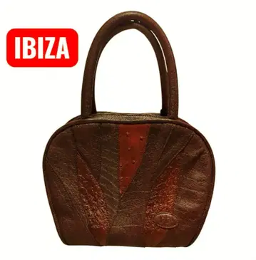 새상품급 IBIZA 핸드백 다크 브라운 가죽 패치워크