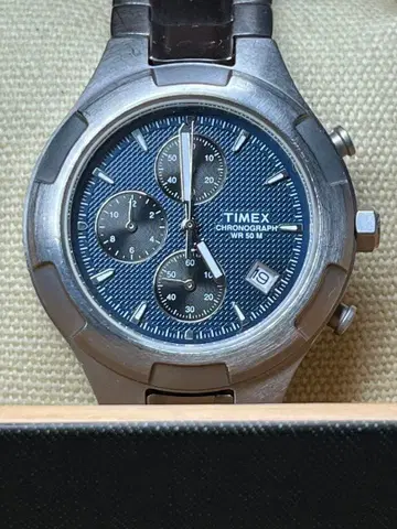 TIMEX 크로노그래프 블루 다이얼 WR50m 정품 블레스 DAY 가동품