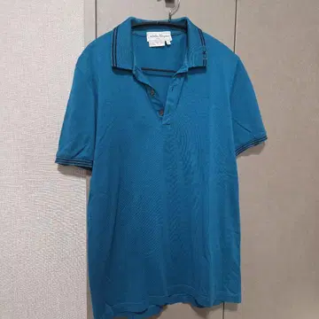 Salvatore Ferragamo 피케 셔츠 터콰이즈 블루 S 사이즈