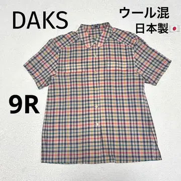 [ 일본제 ] DAKS 닥스 로고 금테 버튼 울 혼방 반팔 셔츠 9R
