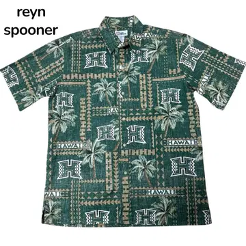 컨디션 최상 reyn spooner 반팔 셔츠 그린 하와이 대학 M