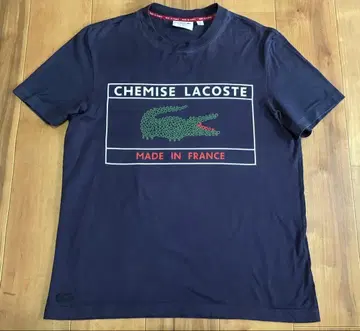 LACOSTE 라코스테 메이드인 프랑스 박스 로고 T셔츠 네이비