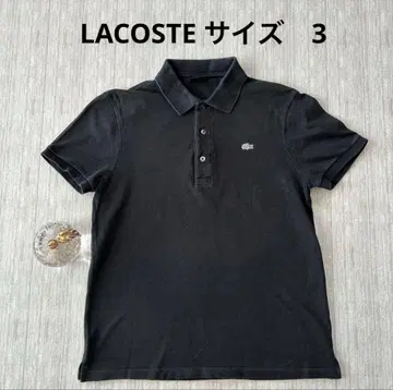 LACOSTE 블랙 피케 셔츠 사이즈 3 은색 악어