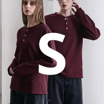 CLEL 팬 기능성 써멀 헨리넥 T셔츠 롱티 S 와인