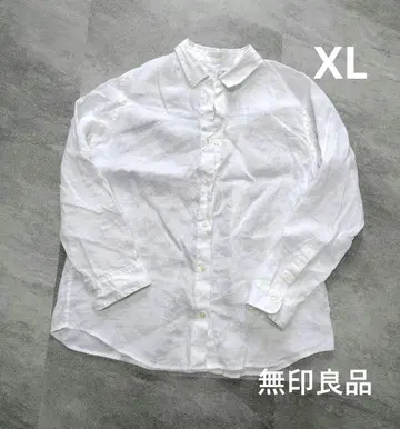 무인양품 새상품급 린넨 워싱 긴팔 셔츠 화이트 XL 린넨 100