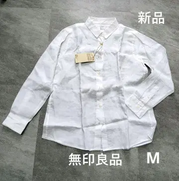 무인양품 택 포함 새상품 린넨 워싱 긴팔 셔츠 M 화이트