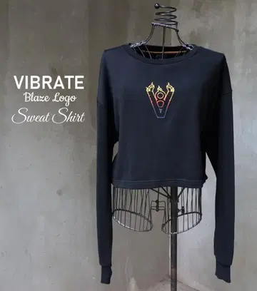 새상품급 바이브 VIBRATE 브라 로고 블랙 맨투맨 셔츠