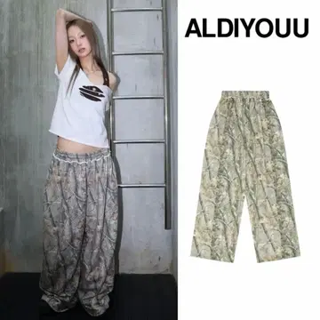 ALDIYOUU 제니 착용 카모 무늬 스웨트 팬츠 한국 y2k