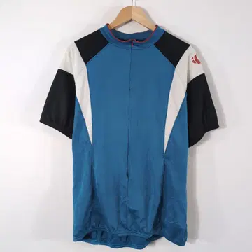 90s 구 로고 펄이즈미 반팔 사이클 저지 하프 지퍼 파랑 블랙 절개