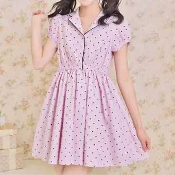 앙크루즈 하트 무늬 퍼프 슬리브 원피스 M 양산형 지뢰계