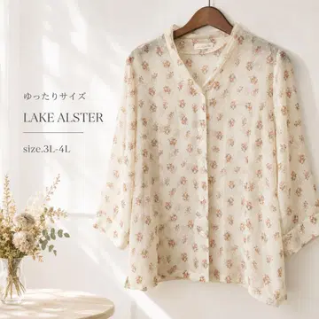 28 새상품급 빅 사이즈 lake alster 플라워 블라우스 17호