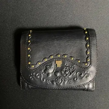 ANNA SUI 지갑 블랙 꽃무늬 엠보