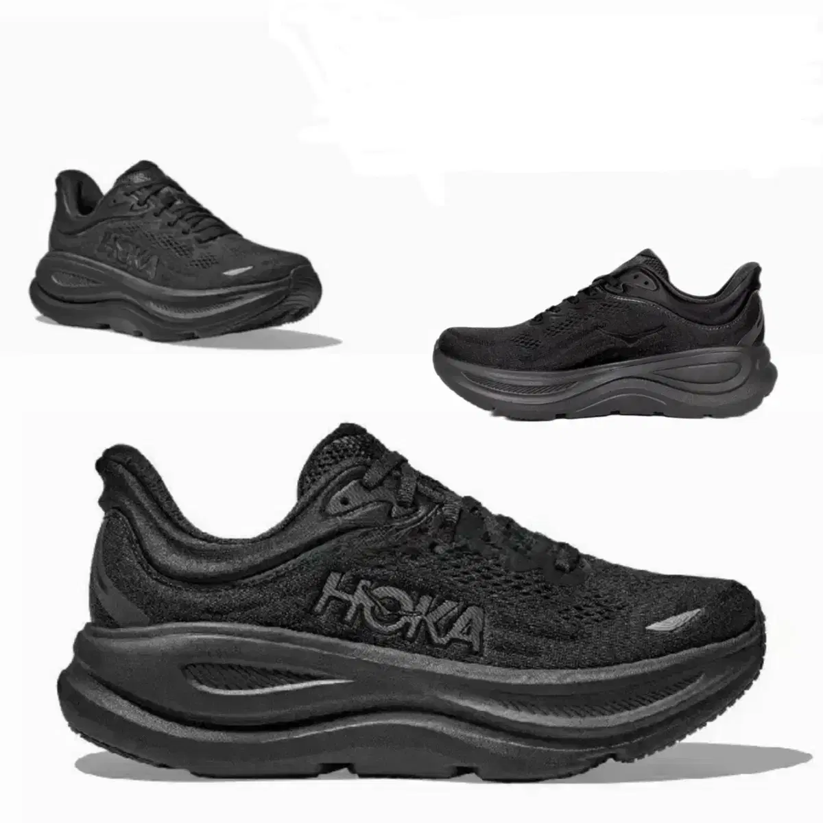 Genuine/New Product) Hoka Bondi 9 Black Max Cushion Walking Shoes Running Shoes Sneakers Unisex