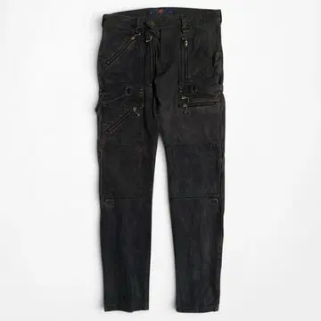 Blackmeans 지퍼 디자인 블랙 바이커 데님 본디지 팬츠