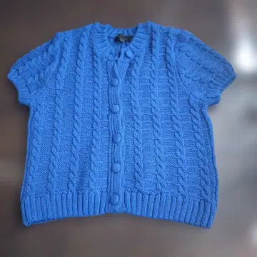 ZARA 케이블 니트 반팔 가디건 블루 L