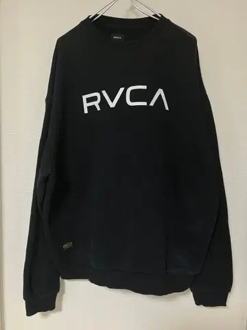 [ RVCA/루카 ] 맨투맨 로고 속기모 블랙