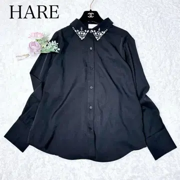 컨디션 최상 HARE 비쥬 옷깃 셔츠 블랙 모드 K-스타일 지뢰계 럭셔리