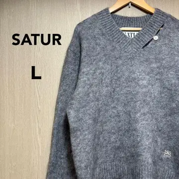 SATUR 세터 모헤어 V넥 니트 그레이 L