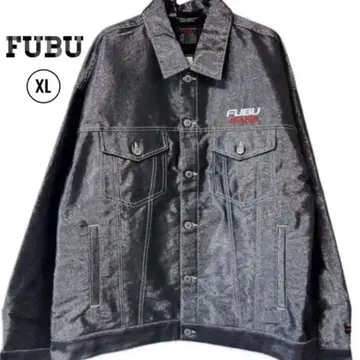 FUBU/후부 데님 자켓 블루종 메탈릭 데님 실버 XL