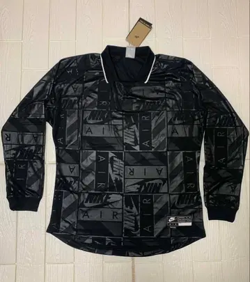 새상품 NIKE AIR 롱 슬리브 피케 셔츠 남성용 블랙 올 패턴 M