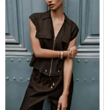 새상품급 zara 상의&팬츠 셋업 브라운 XS-S 살로펫 스타일