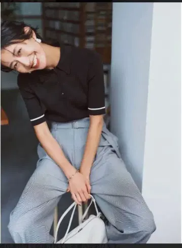 Mila Owen 폴로 카라 리브 니트 풀오버