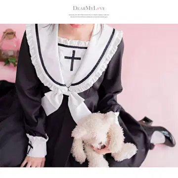 Dearmylove 십자가 세일러 리본 원피스 지뢰계 양산형
