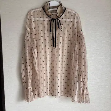 ZARA 도트 무늬 시스루 긴팔 블라우스 XS