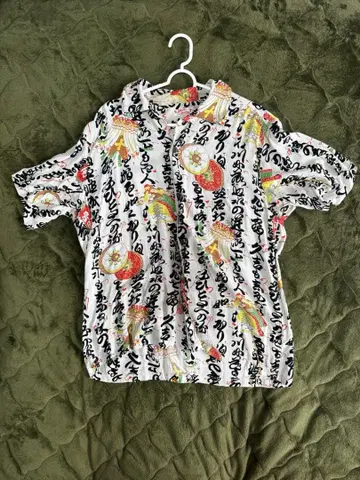 SUN SURF 하와이안 셔츠 일본풍 패턴 문자 패턴
