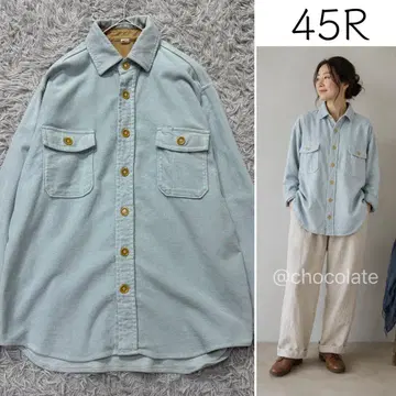 [컨디션 최상] 45R 몰 서지 908 온 더 비치 셔츠 겉옷 색스 블루