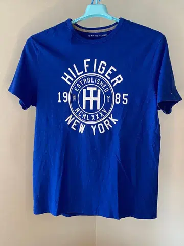 TOMMY HILFIGER 로고 프린트 T셔츠 블루 M