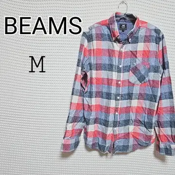 BEAMS 긴팔 셔츠 M 사이즈 멀티 컬러 체크 무늬