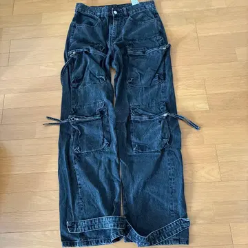 ZARA 카고 데님 팬츠 블랙