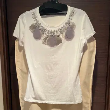 SPORTMAX 비쥬 장식 반팔 T셔츠 화이트