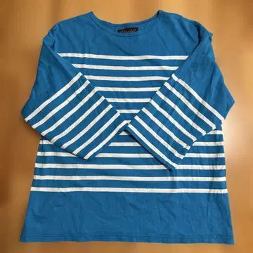OUTIL TRICOT AAST 숏 보더 티셔츠 블루 x 화이트