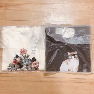 Paul & JOE 유니클로 콜라보 고양이 프린트 플라워 티셔츠 세트
